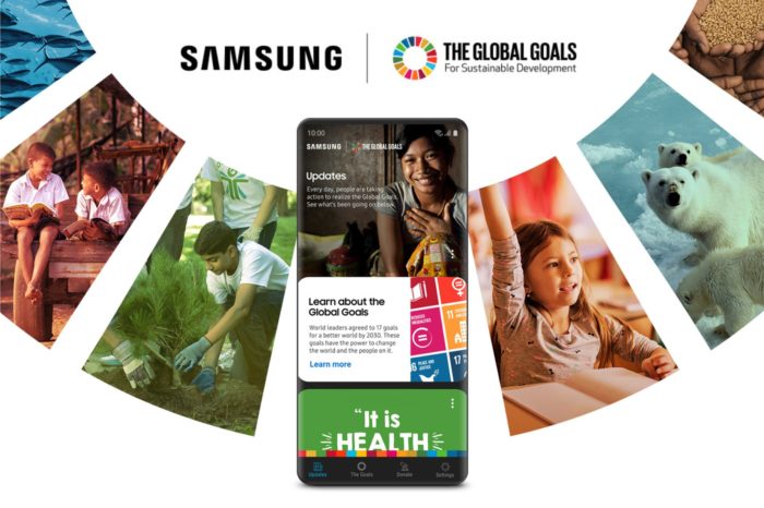 Samsung w ramach partnerstwa z Programem Narodów Zjednoczonych udostępnia aplikację Samsung Global Goals, aby zwiększyć świadomość i pomóc w realizowaniu Celów Zrównoważonego Rozwoju.