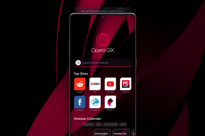 Przeglądarka internetowa dla graczy, Opera GX jest teraz dostępna w wersji beta na iOS i Androida.