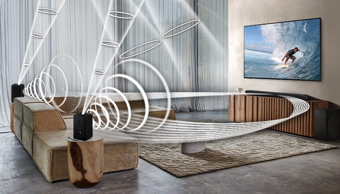 Telewizory Samsung Neo QLED z technologią Quantum Mini LED dostarczają jakościowy dźwięk, który stanowi swoiste dopełnienie dla wrażeń wizualnych.